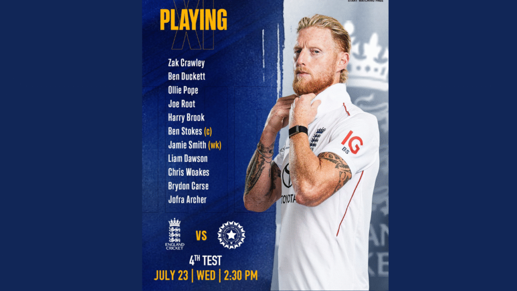 India vs England 4th Test 2025